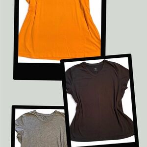 Danskin Now Women's V neck Short Sleeve Tee - Black, Gray, Orange